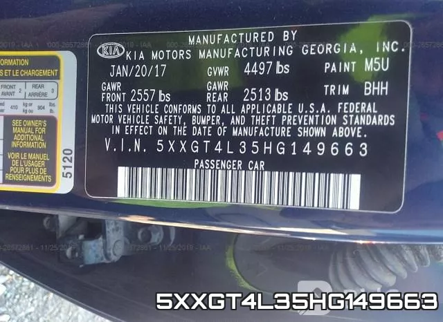 5XXGT4L35HG149663 фото 6