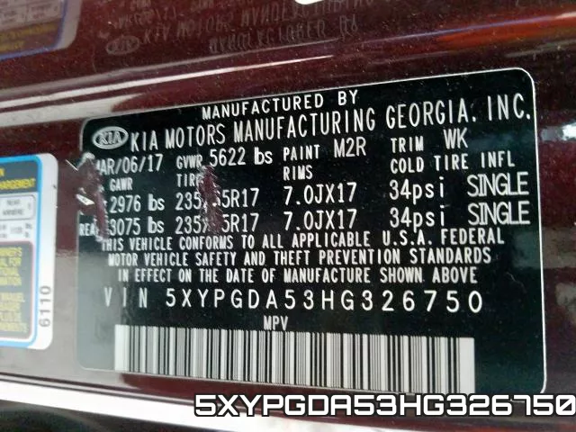 5XYPGDA53HG326750 фото 2