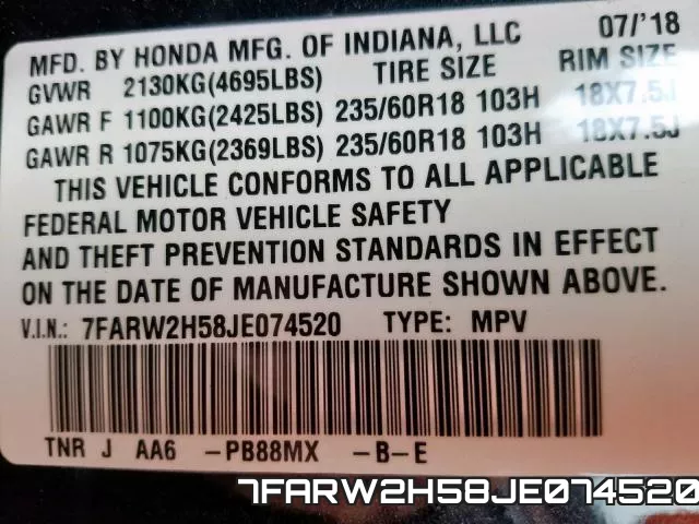 7FARW2H58JE074520 фото 2