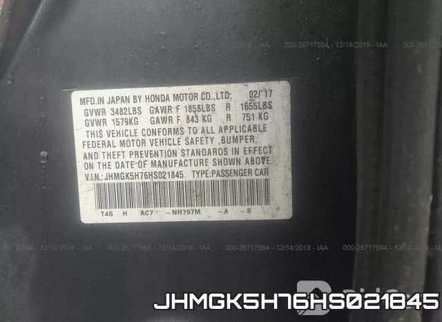 JHMGK5H76HS021845 фото 5