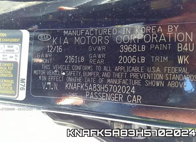 KNAFK5A83H5702024 фото 6