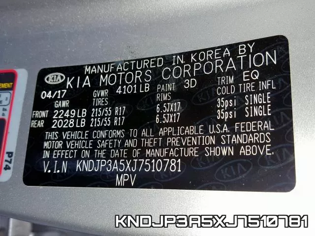 KNDJP3A5XJ7510781 фото 2