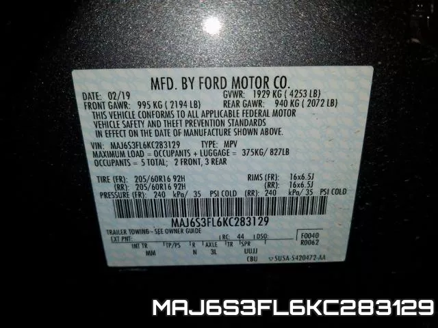 MAJ6S3FL6KC283129 фото 2