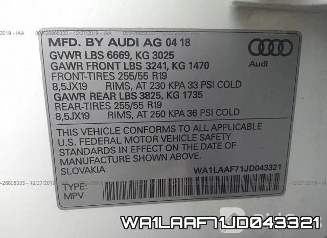 WA1LAAF71JD043321 фото 7