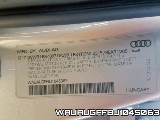 WAUAUGFF8J1045063 фото 2
