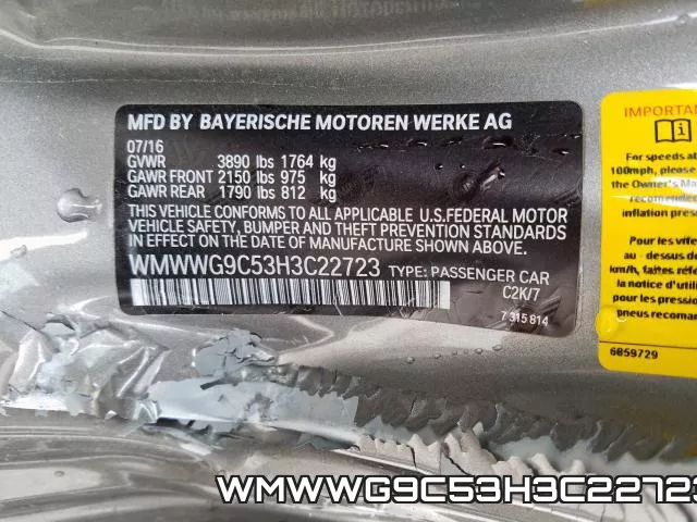 WMWWG9C53H3C22723 фото 2