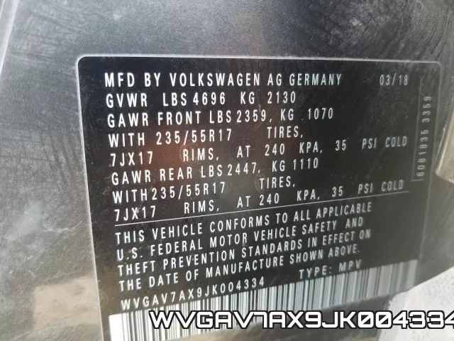 WVGAV7AX9JK004334 фото 2