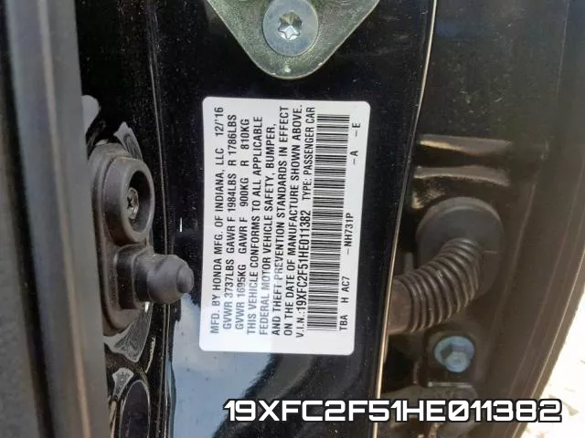 19XFC2F51HE011382 фото 2