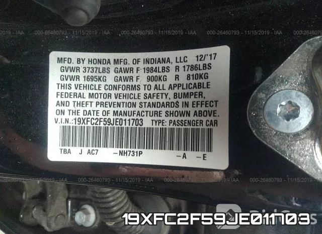 19XFC2F59JE011703 фото 9