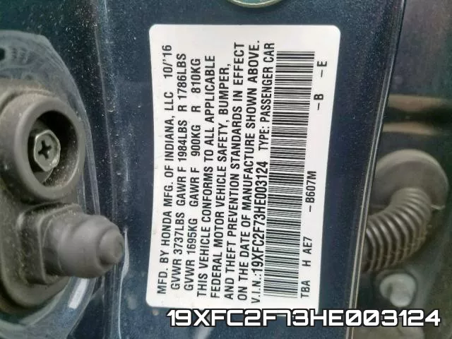 19XFC2F73HE003124 фото 2