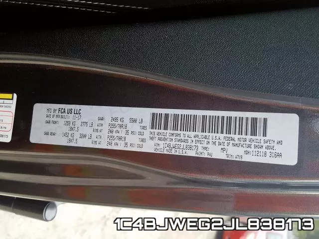 1C4BJWEG2JL838173 фото 2