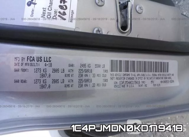 1C4PJMDN0KD179418 фото 9