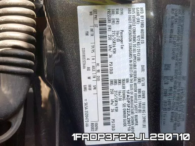 1FADP3F22JL290710 фото 2