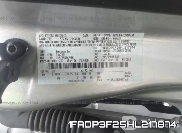 1FADP3F25HL217874 фото 7