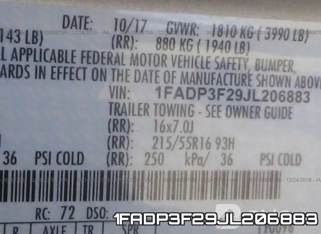 1FADP3F29JL206883 фото 8