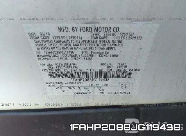 1FAHP2D88JG119438 фото 7