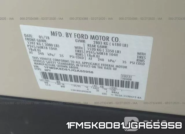 1FM5K8D81JGA65958 фото 9