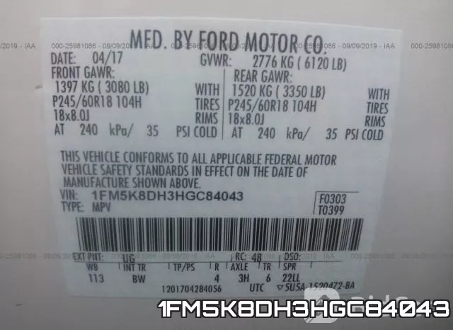 1FM5K8DH3HGC84043 фото 9