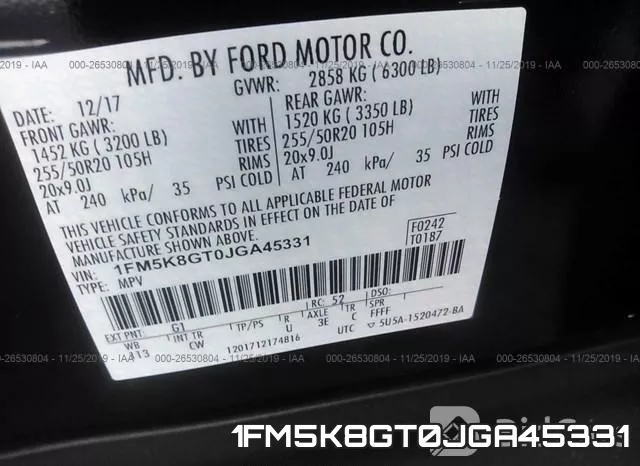 1FM5K8GT0JGA45331 фото 4