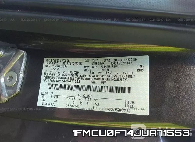 1FMCU0F74JUA71553 фото 7