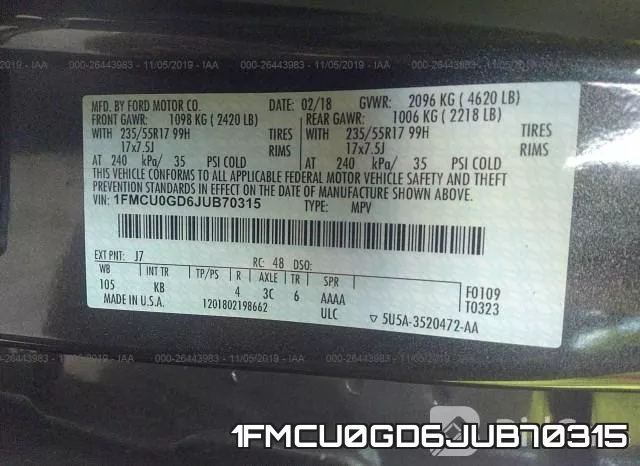 1FMCU0GD6JUB70315 фото 8