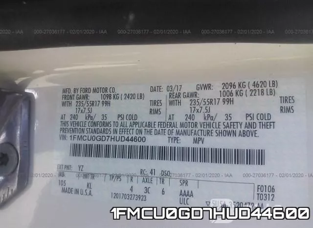 1FMCU0GD7HUD44600 фото 8
