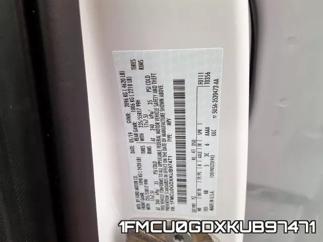 1FMCU0GDXKUB97471 фото 2