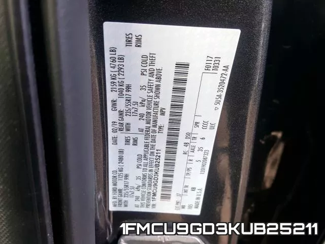 1FMCU9GD3KUB25211 фото 2