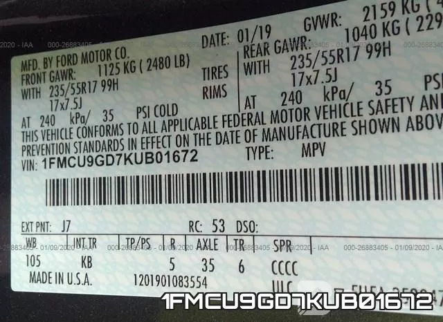 1FMCU9GD7KUB01672 фото 9