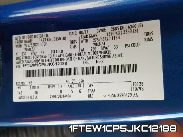 1FTEW1CP5JKC12188 фото 2