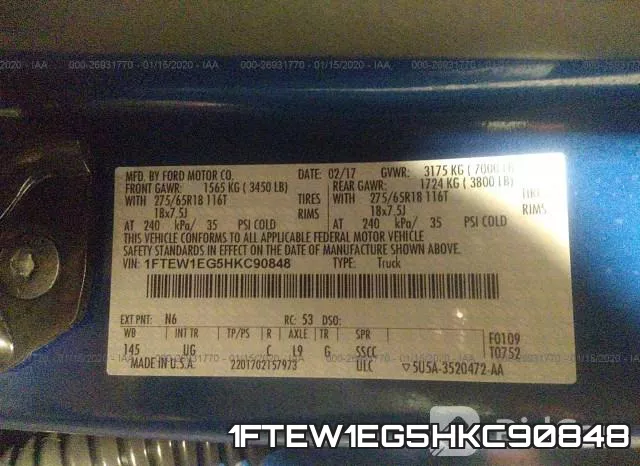 1FTEW1EG5HKC90848 фото 10