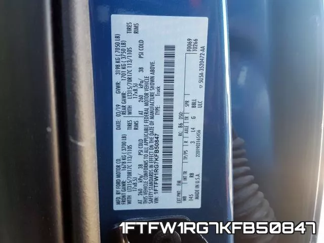1FTFW1RG7KFB50847 фото 2