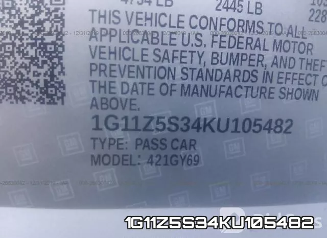 1G11Z5S34KU105482 фото 9