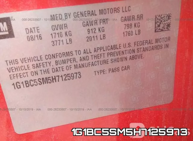 1G1BC5SM5H7125973 фото 8