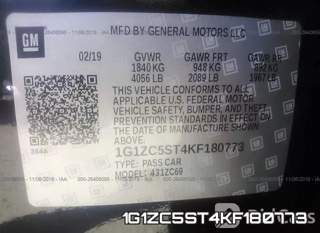 1G1ZC5ST4KF180773 фото 6