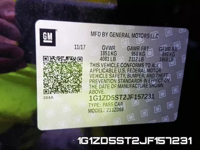 1G1ZD5ST2JF157231 фото 2