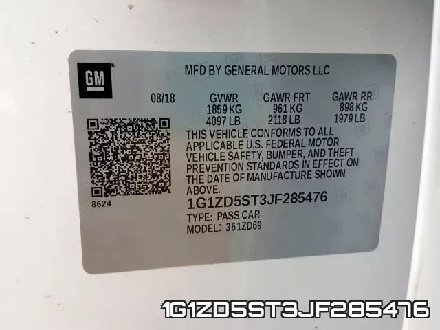 1G1ZD5ST3JF285476 фото 2