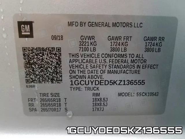1GCUYDED5KZ136555 фото 2