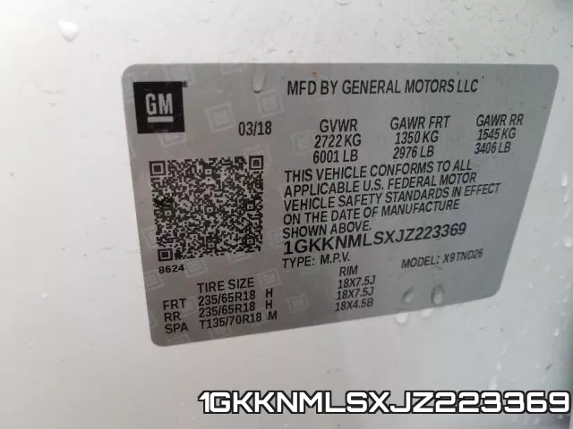 1GKKNMLSXJZ223369 фото 2