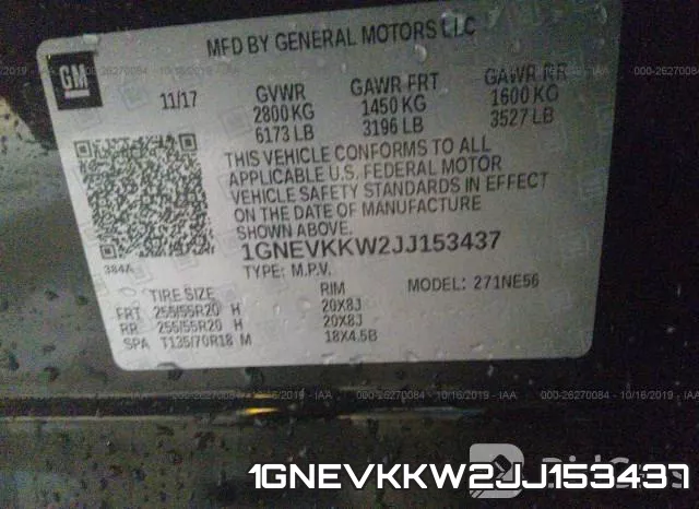 1GNEVKKW2JJ153437 фото 8