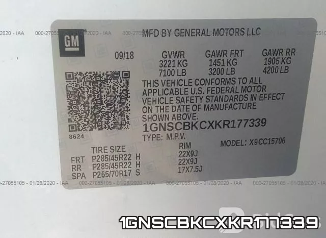 1GNSCBKCXKR177339 фото 8