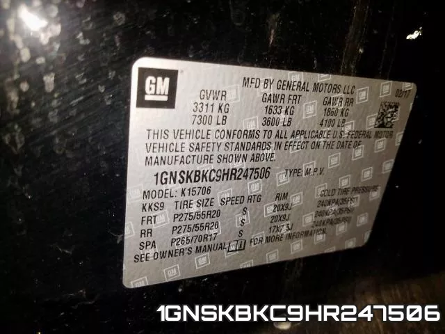 1GNSKBKC9HR247506 фото 2