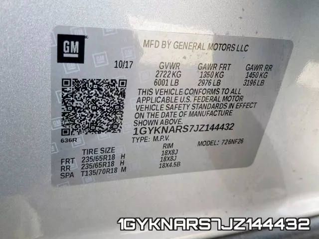 1GYKNARS7JZ144432 фото 2