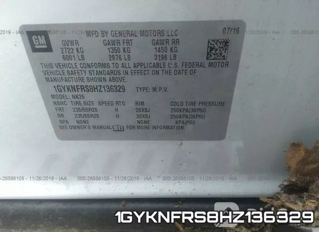 1GYKNFRS8HZ136329 фото 8