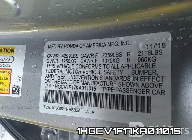 1HGCV1F17KA011015 фото 9