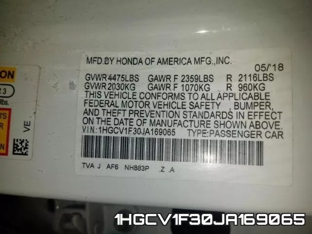 1HGCV1F30JA169065 фото 2