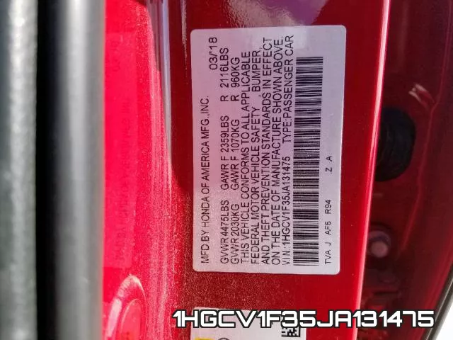 1HGCV1F35JA131475 фото 2