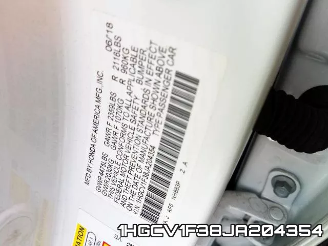 1HGCV1F38JA204354 фото 2