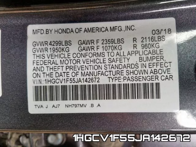 1HGCV1F55JA142672 фото 2