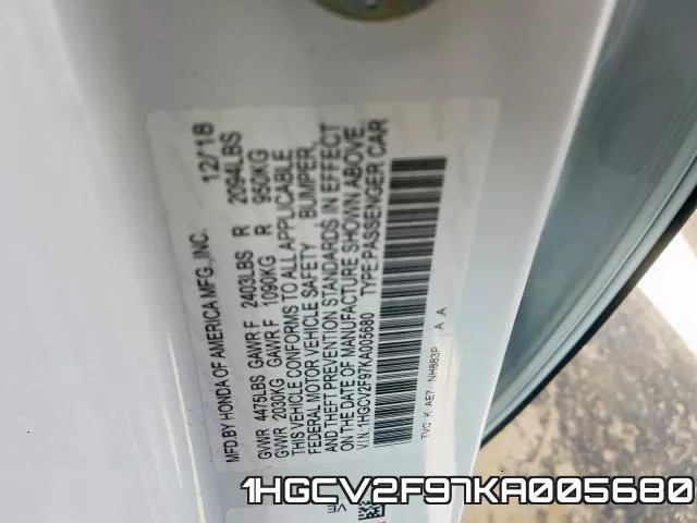 1HGCV2F97KA005680 фото 2